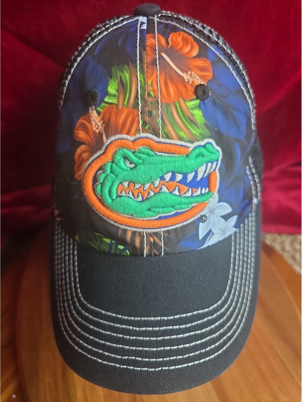 Florida Gators Snapback Hat Blue Floral Hawaiian Mesh Trucker Top Of The World